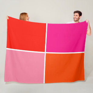 Couverture Polaire Carré rose et orange