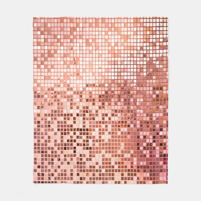 Couverture Polaire Carreaux de mosaïque carré rose rosé (Devant)