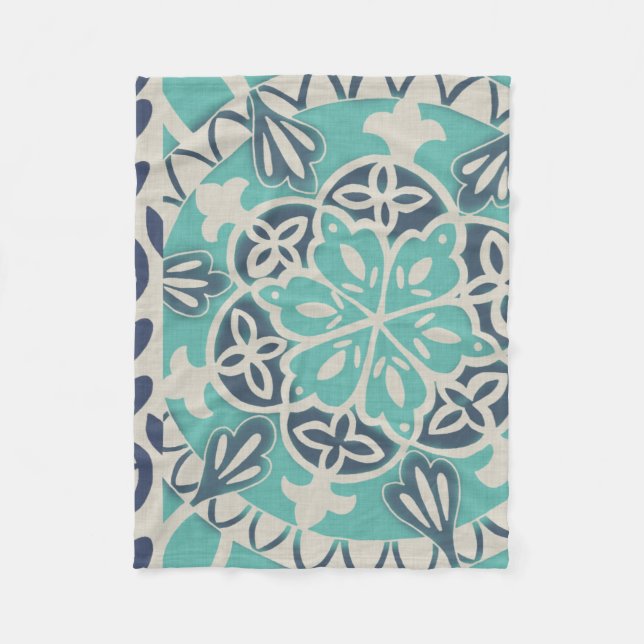 Couverture Polaire Carrelage Batik Bleu I (Devant)
