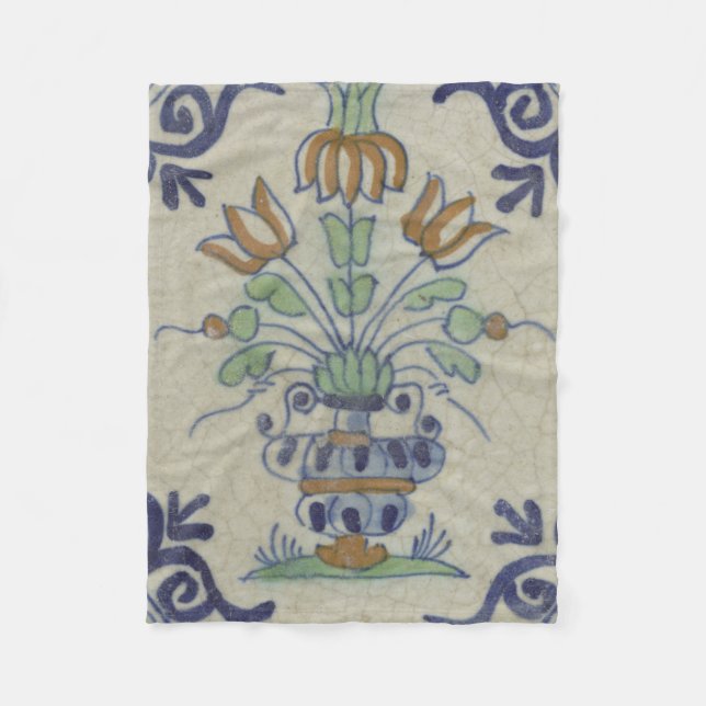 Couverture Polaire Carrelage Delft Antique Pot de Fleur Céramique (Devant)