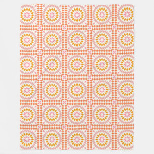 Couverture Polaire Carrelage en mosaïque Vintage Motif en orange ros