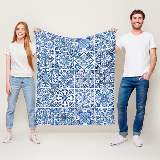 Couverture Polaire Carrelage méditerranéen, Portugais, Azulejo, Majol (En situation)