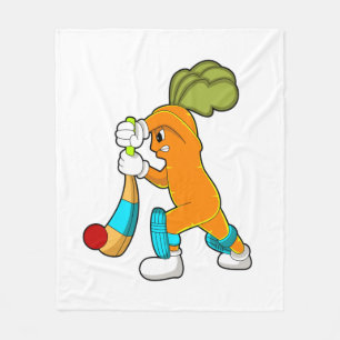 Couverture Polaire Carrot at cricket with cricket bat