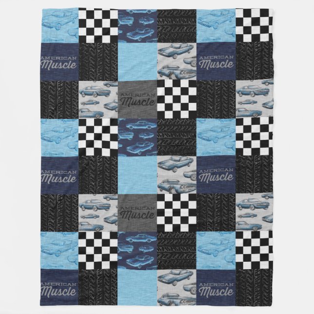 Couverture Polaire Cars de Muscle Américain Blanche polaire - Bleu (Devant)