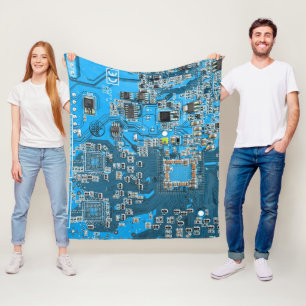 Couverture Polaire Carte de circuit Geek d'ordinateur bleu