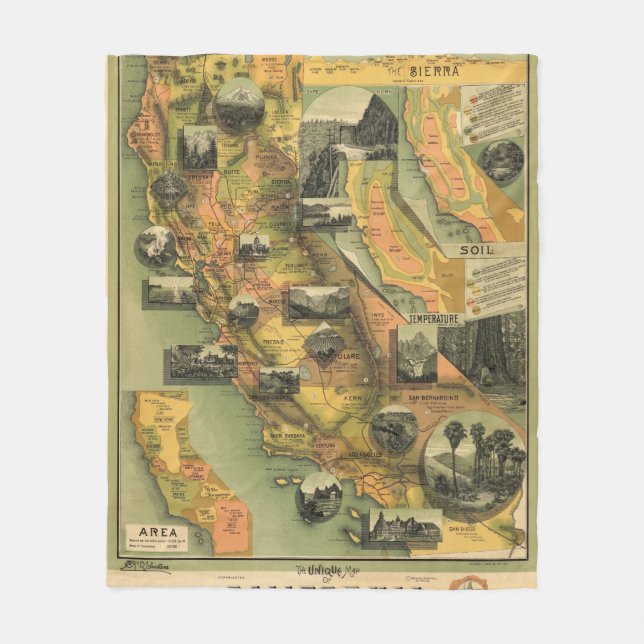 Couverture Polaire Carte de la Californie (Devant)