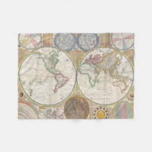 Couverture Polaire Carte de voyage du monde Antique Vintage