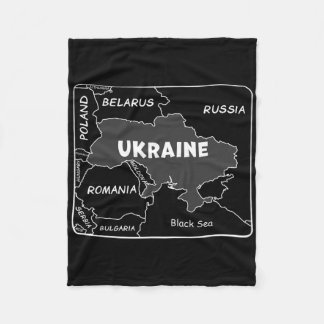 Couverture Polaire Carte dessinée à la main en ligne blanche de l'Ukr