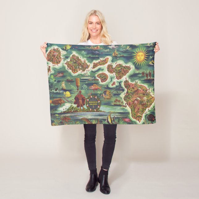 Couverture Polaire Carte Dole de 1950 d'Hawaï Joseph Feher (En situation)