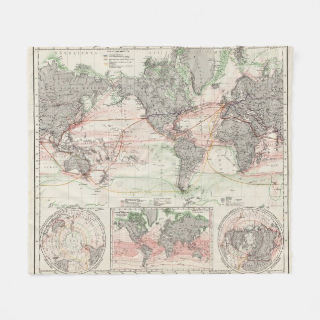 Couverture Polaire Carte du monde des courants d'océan (Devant (Horizontal))