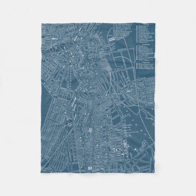 Couverture Polaire Carte graphique de Boston (Devant)