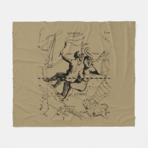 Couverture Polaire Carte Hevelius de constellation de Gémeaux circa