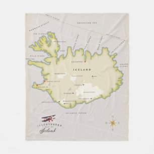 Couverture Polaire Carte illustrée de l'Islande