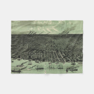 Couverture Polaire Carte imagée vintage de Detroit Michigan (1889)