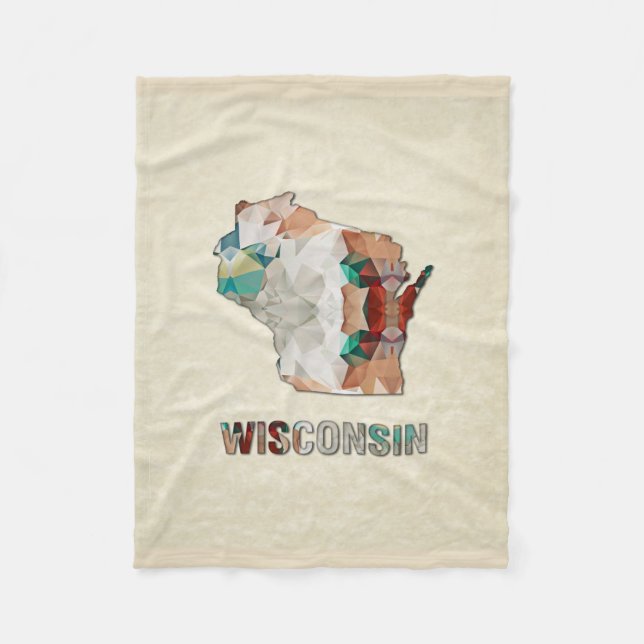 Couverture Polaire Carte le WISCONSIN de parchemin de mosaïque de (Devant)