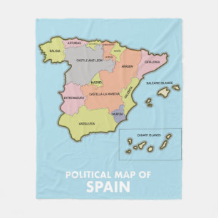 Couverture Polaire Carte politique de l'Espagne. Magnet