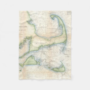 Couverture Polaire Carte vintage de Cape Cod (1857)