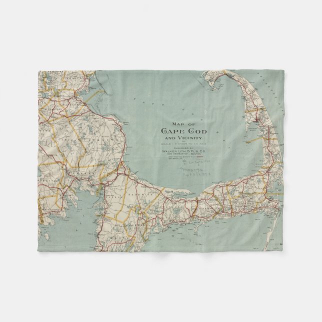Couverture Polaire Carte vintage de Cape Cod (1917) (Devant (Horizontal))