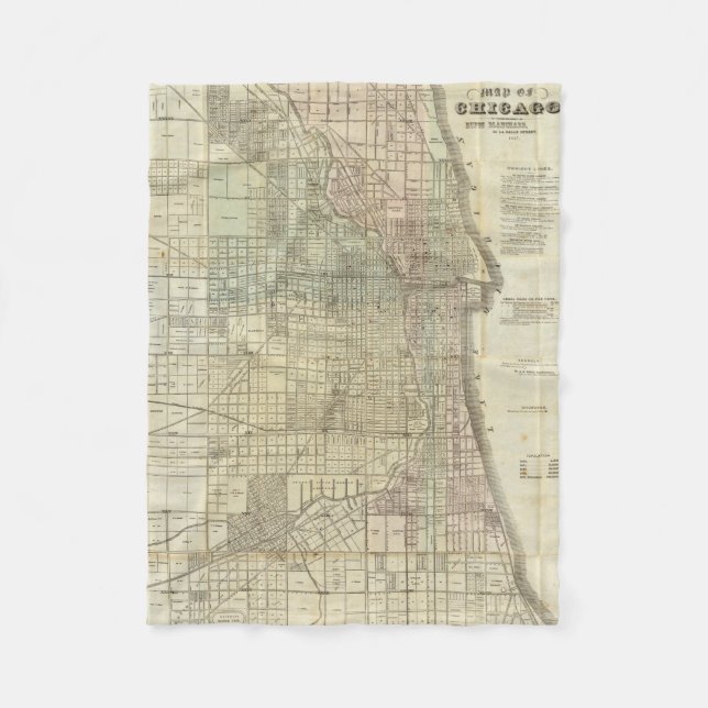 Couverture Polaire Carte vintage de Chicago (1857) (Devant)