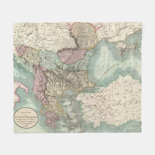 Couverture Polaire Carte vintage des Balkans et de la Turquie (1801)