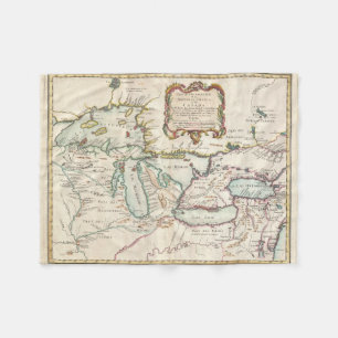 Couverture Polaire Carte vintage des Great Lakes (1755)