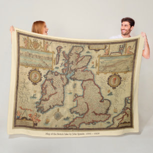 Couverture Polaire Carte vintage des îles britanniques, 1552 - 1629