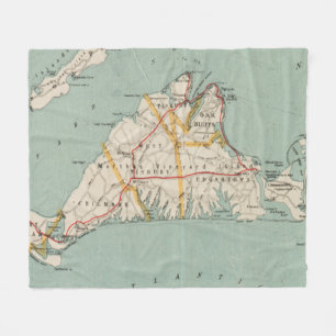 Couverture Polaire Carte vintage du Martha's Vineyard (1917)