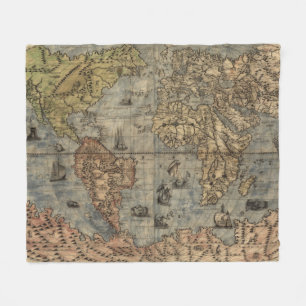 Couverture Polaire Carte vintage du monde (1565)