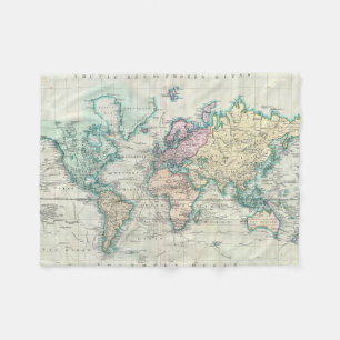 Couverture Polaire Carte vintage du monde (1801)