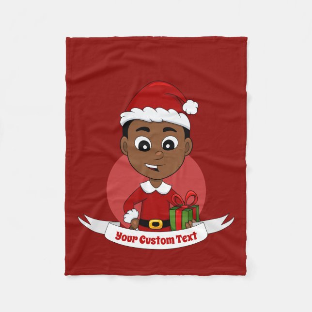 Couverture Polaire Carton Cute African American Christmas boy (Devant)