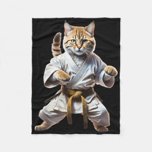Couverture Polaire Carton de Karate Cat Fighting Cartoon Illustration