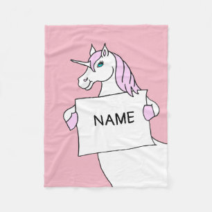 Couverture Polaire Carton mignon Unicorne avec signe