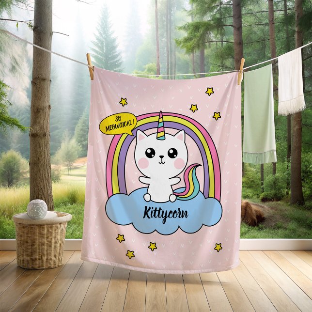 Couverture Polaire Carton rose Caticorn Cute Kawaii (The two cutest animals (cat and a unicorn) come together to make...you guessed it...The Caticorn! )