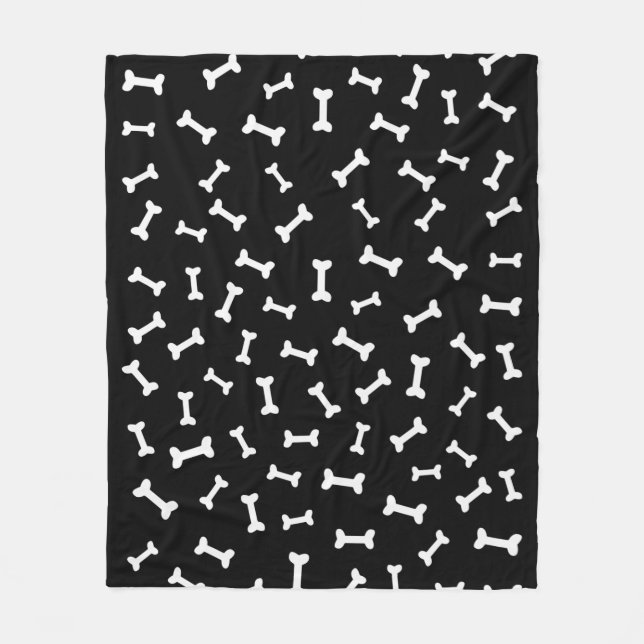 Couverture Polaire Cartoon Bone Pattern On Black (Devant)