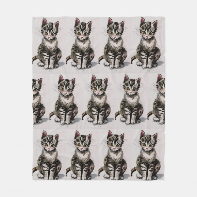 Couverture Polaire Cartoon kitten rayé kitty voices gris (Devant)