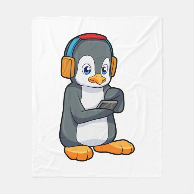 Couverture Polaire Casque de musique Penguin (Devant)