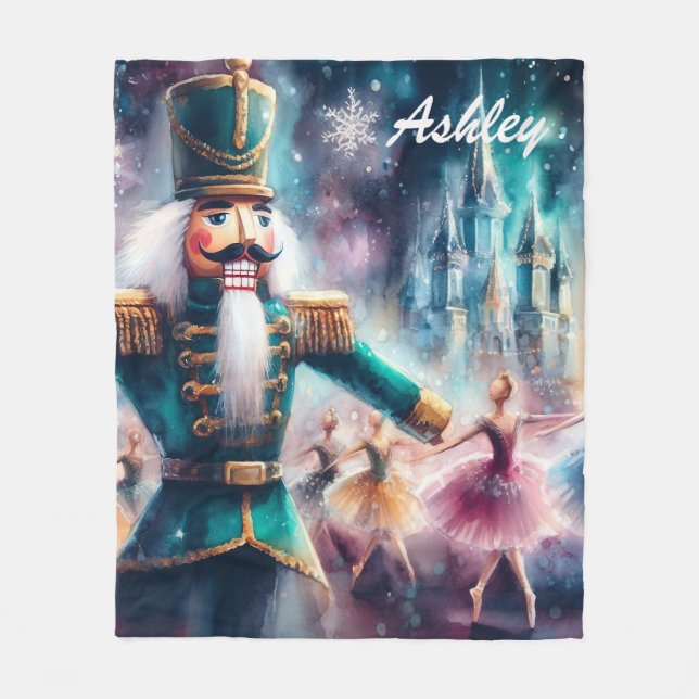 Couverture Polaire Casse-noisette Ballerina Aquarelle Ballet de Noël (Devant)