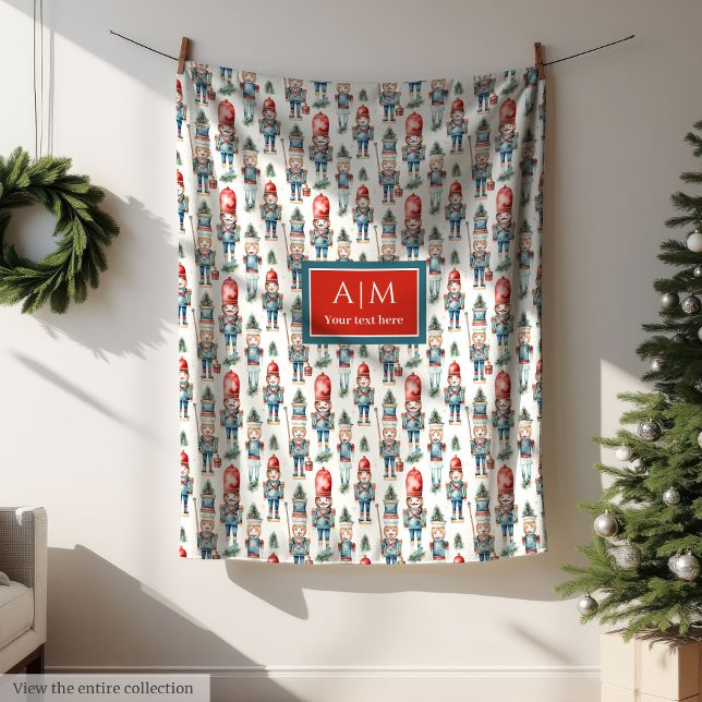Couverture Polaire Casse-noix aquarelle personnalisée traditionnelle (Personalized watercolor nutcracker traditional Fleece Blanket)