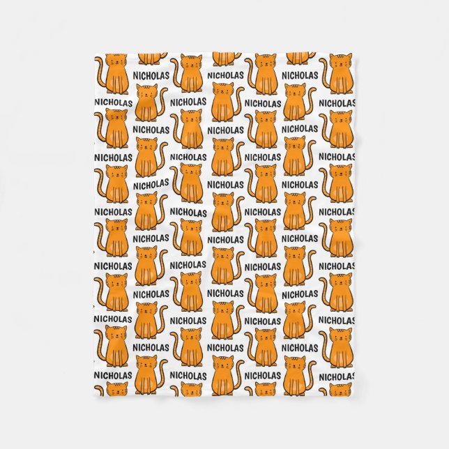 Couverture Polaire Cat-enfant orange PERSONNALISÉ (Devant)