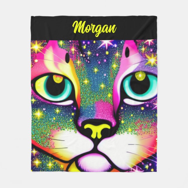 Couverture Polaire Cat Face Close Pop Art (Devant)