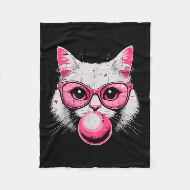 Couverture Polaire Cat Face Nk Gles Bubble Gum Cute Kitty Women Girls (Devant)