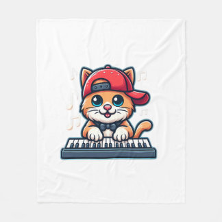 Couverture Polaire Cat Jouer Piano Design pour la musique et les Amou