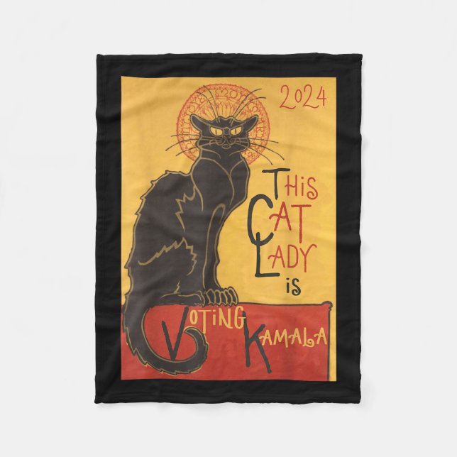 Couverture Polaire Cat Lady Kamala Le Conversation Noir Funny Ballot (Devant)