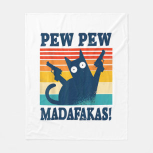 Couverture Polaire Cat Pew Pew Madafakas Crazy Cat Gun