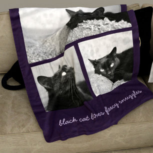Couverture Polaire Cat Photo Collage Purple Animaux de compagnie pola