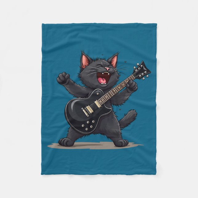 Couverture Polaire Cat Playing Guitar Rock And Roll Rock Star Funny  (Devant)