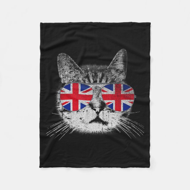 Couverture Polaire Cat Shirt Union Jack Flag Country Retro England Br (Devant)