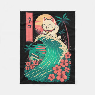 Couverture Polaire Cat Surfing Japanese _1