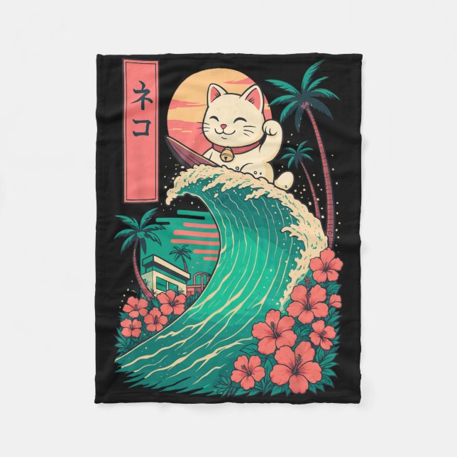 Couverture Polaire Cat Surfing Japanese _1  (Devant)