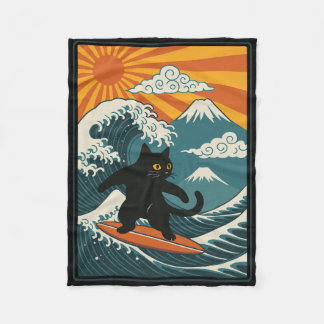 Couverture Polaire Cat Surfing Japanese _2